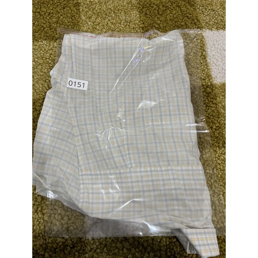 Ermenegildo Zegna Mens Plaid Button Down Shirt Blue Yellow Cotton Size 16 41